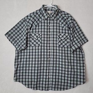 Express Rider BIG MAN Pearl Snap Plaid Western Short Sleeve Shirt Mens 2X XXL